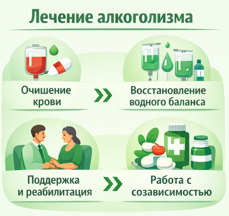 лечение алкоголизма в Калтане этапы